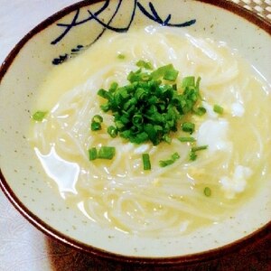 一人ご飯に☆卵とじ温そうめん